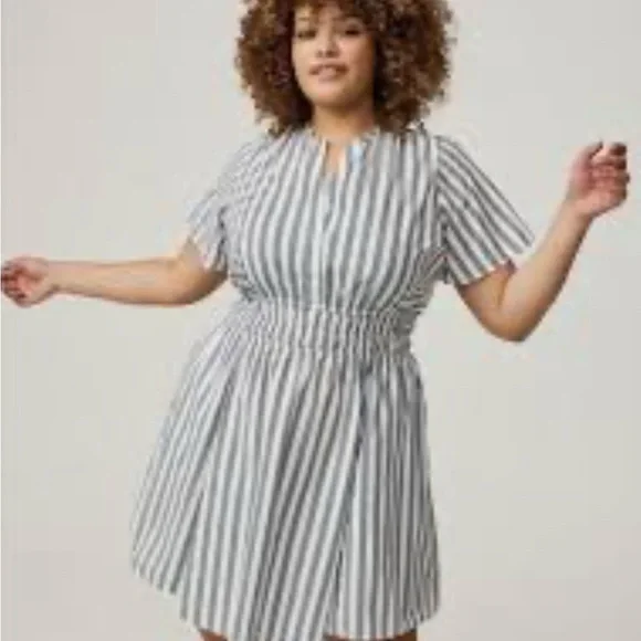 Torrid women’s Sz 1X blue& white Striped Skater Mini Dress summer - Picture 2 of 12